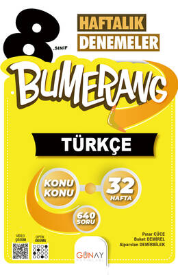 Günay Yayınları 8. Sınıf Bumerang Haftalık Türkçe Denemeleri